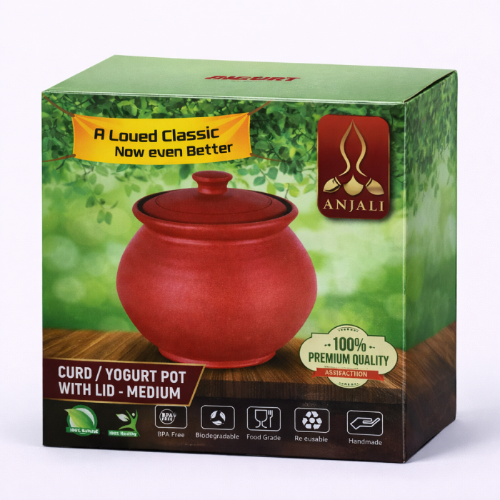 CLAY YOGURT/CURD POT (MEDIUM) W/LID